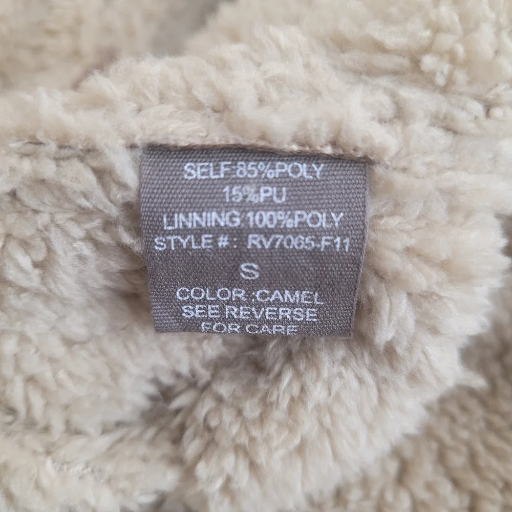 Ryu Anthropologie Faux Suede Sherpa Ruffled Vest size Small